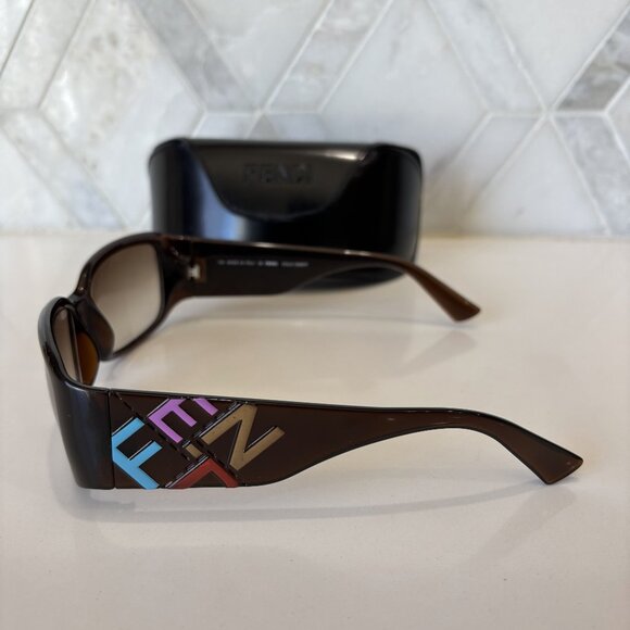Brown Fendi Sunglasses Rectangle Colorful Brand Letters FS458 Case Designer main image 8